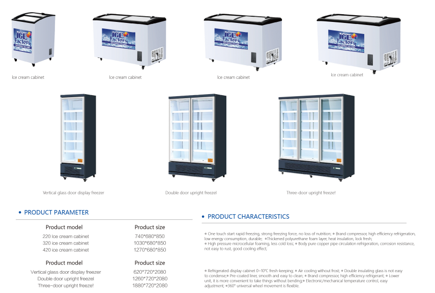 Ice cream freezer and glass