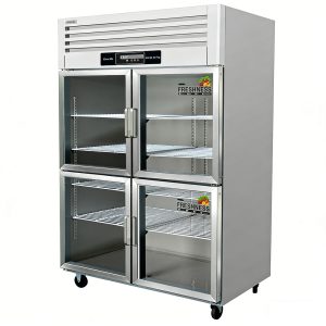 Double-door upright refrigerated display case