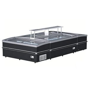 European-style rounded refrigerated display case