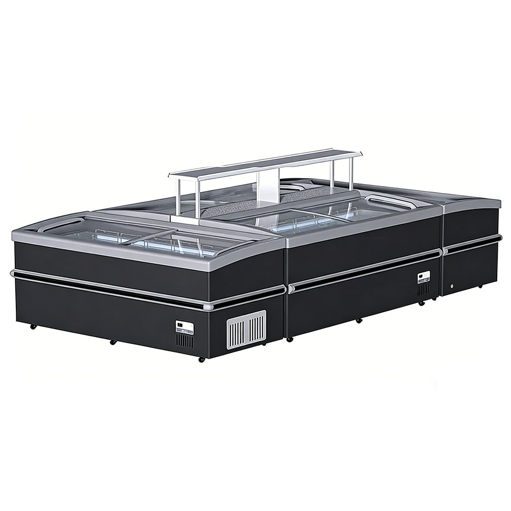 European-style rounded refrigerated display case