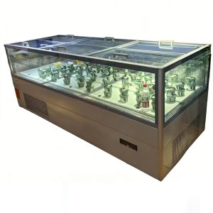 Four-sided glass refrigerated display case