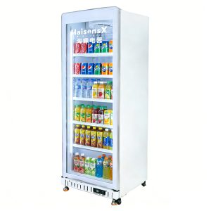 Single-door upright refrigerated display case