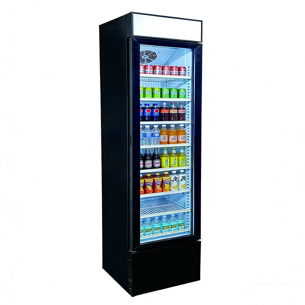 Single-door upright refrigerated display case