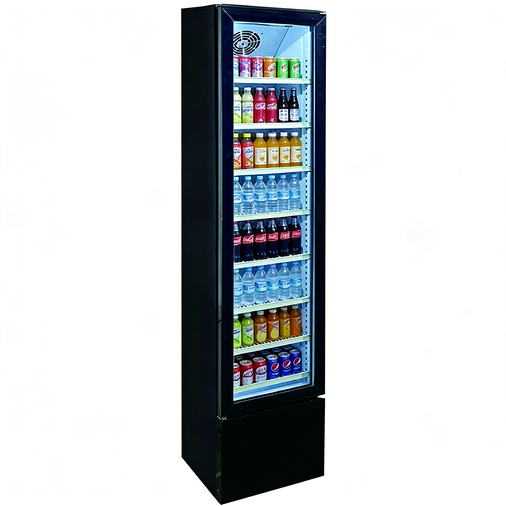 Single-door upright refrigerated display case