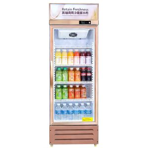 Single-door upright refrigerated display case