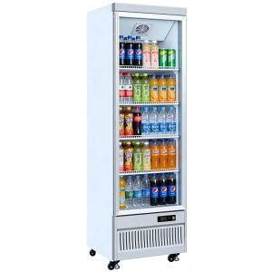 Single-door upright refrigerated display case