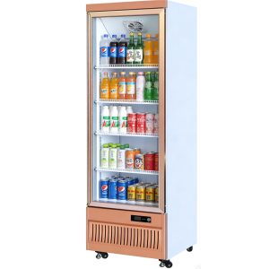 Single-door upright refrigerated display case