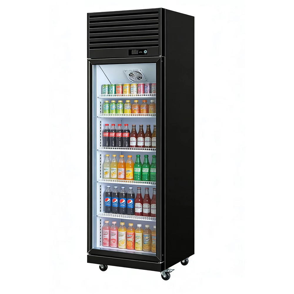 Single-door upright refrigerated display case