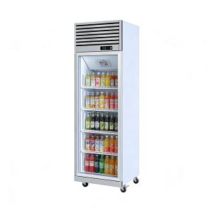 Single-door upright refrigerated display case
