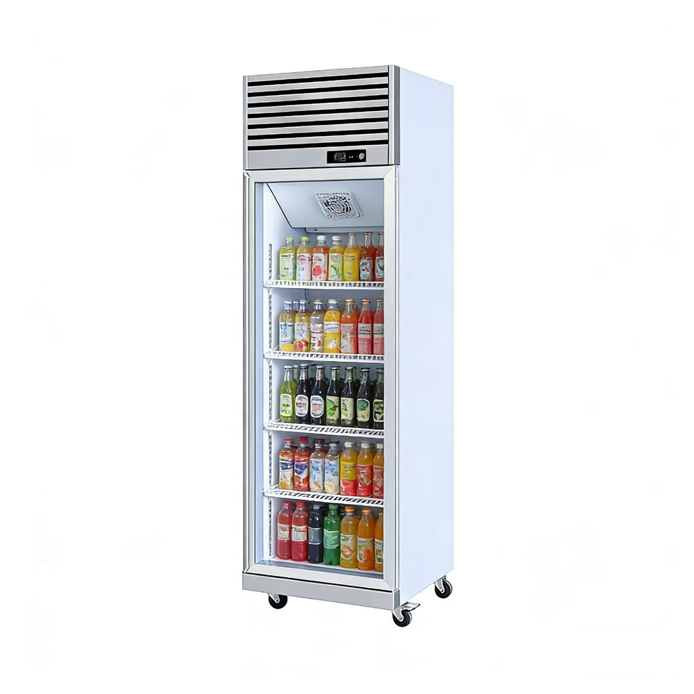 Single-door upright refrigerated display case