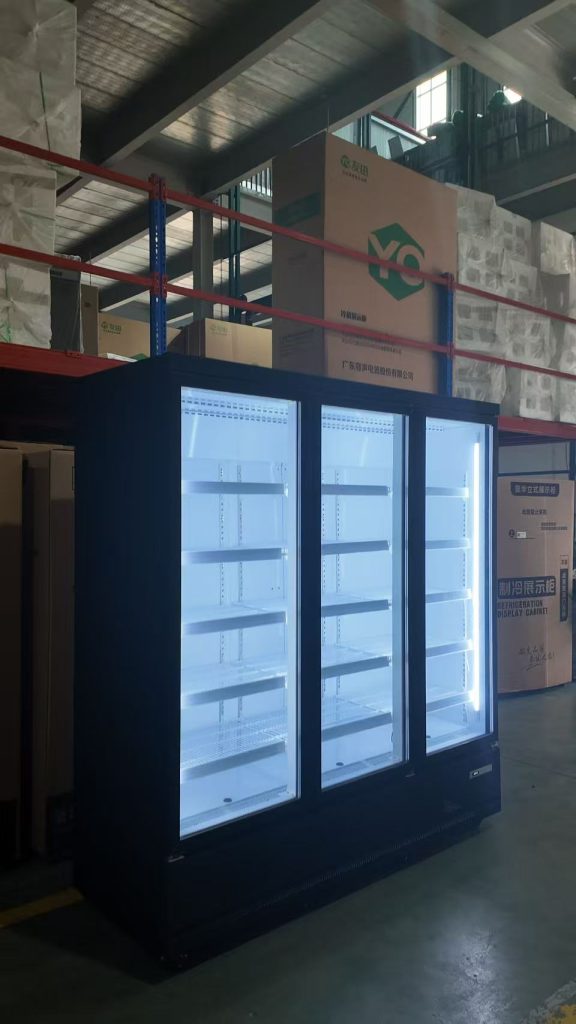 commercial glass door display freezer