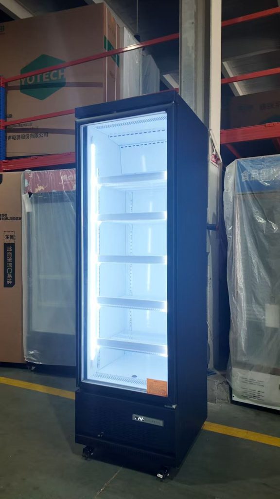 commercial glass door display freezer